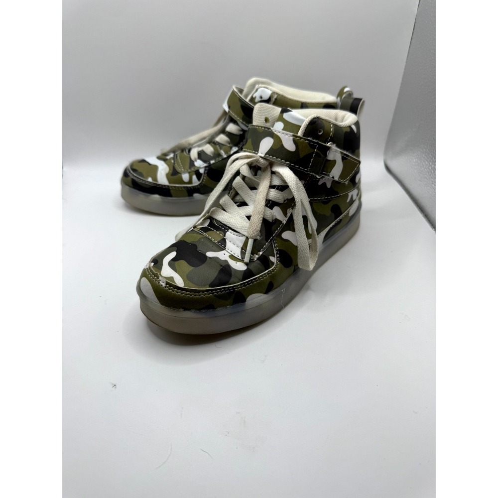 Unisex Kids 34 Eu Sneakers Green White Camouflage High Top Skateboard Shoes